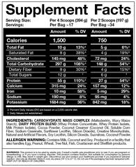 musclemaxx gainer nutrition facts